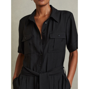 REISS JOANIE Belted Utility Wide Leg Jumpsuit